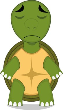 Hüzünlü bir ifadeyle bir karikatür kaplumbağasının vektör karakter çizimi