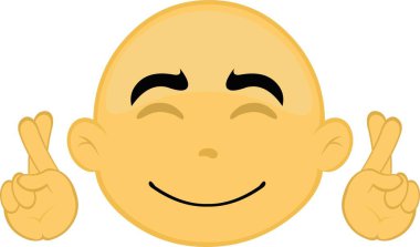 Sarı ve kel bir çizgi film karakterinin vektör çizimi şans diliyor.