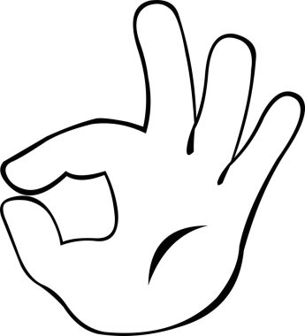 Siyah-beyaz çizilmiş, iyi ya da mükemmel bir jest yapan bir elin vektör çizimi
