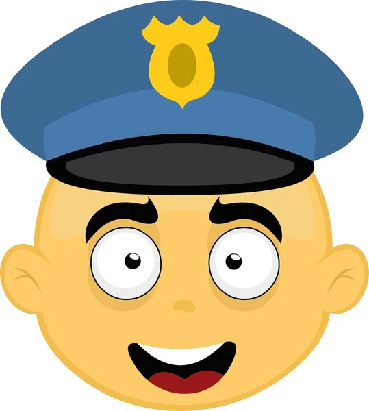 Εικονογράφηση Διάνυσμα Ενός Κίτρινου Χαρακτήρα Πρόσωπο Ένα Καπέλο Της Αστυνομίας — Διανυσματικό Αρχείο