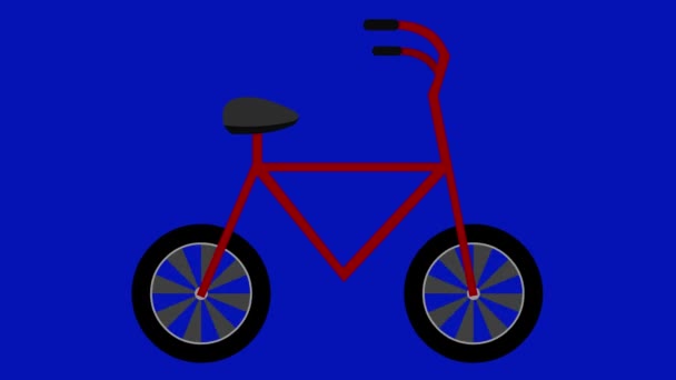 Loop Animation Bicycle Moving Wheels Pedal Blue Chroma Key Background — Vídeos de Stock