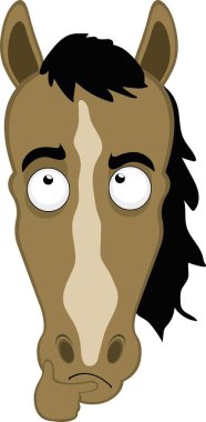 Düşünen ya da şüphe uyandıran bir ifadeyle bir atın yüzünün vektör çizimi