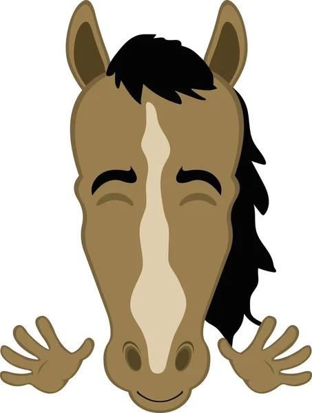 Vector Illustratie Van Het Gezicht Van Een Cartoon Paard Met — Stockvector