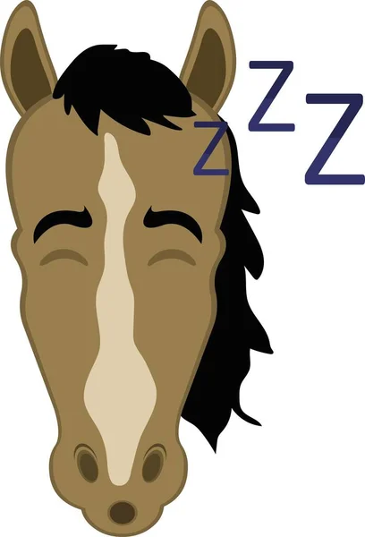 Vector Illustration Face Cartoon Horse Sleeping — Stockový vektor