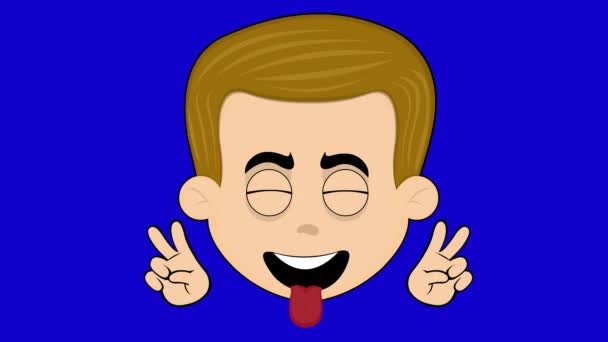 Loop Animation Face Cartoon Man Sticking Out His Tongue Making — Video Stock