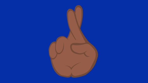 Анімація Петлі Коричневої Руки Перетинає Пальці Синьому Фоні Ключа Хроми — стокове відео