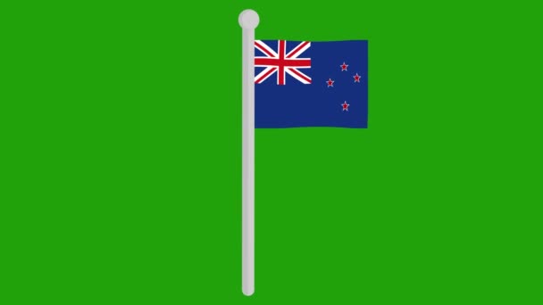 Loop Animazione Della Bandiera Della Nuova Zelanda Sventolando Pennone Sfondo — Video Stock