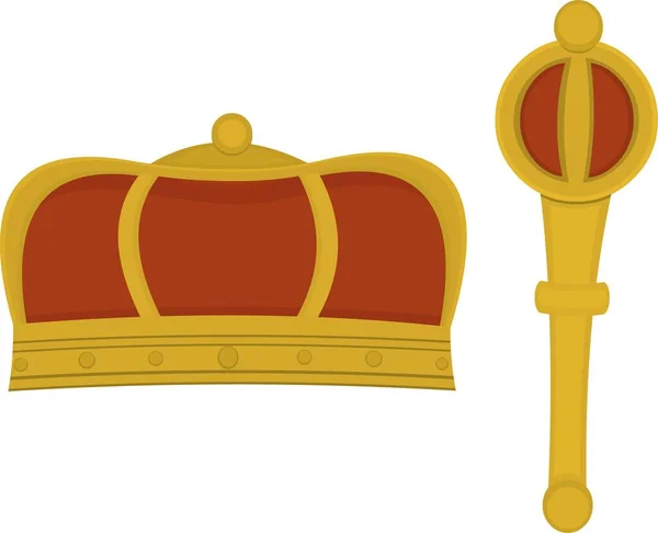 Vector Illustration King Crown Scepter — Wektor stockowy