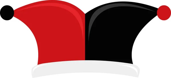 Ilustración Vectorial Sombrero Arlequín Color Negro Rojo — Vector de stock