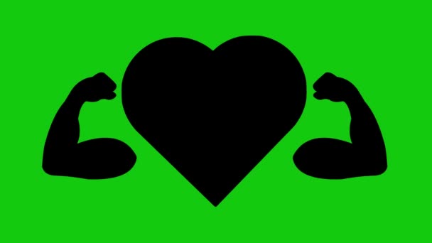 Looped Animation Της Μαύρης Σιλουέτας Μιας Εικόνας Της Καρδιάς Κάμψη — Αρχείο Βίντεο
