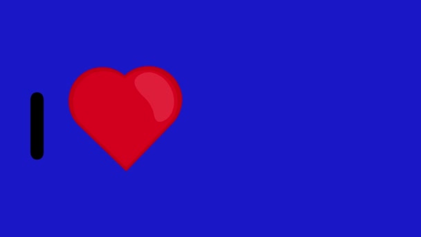 Animace Textu Miluji Srdcem Ceně Modrém Pozadí Chroma — Stock video