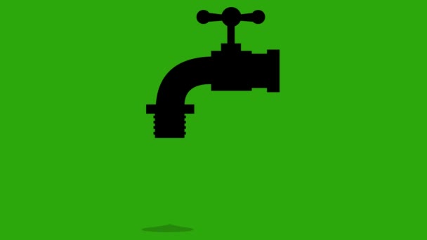 水壶滴下一滴水的黑色轮廓的循环动画 在绿色的彩色键背景上 — 图库视频影像