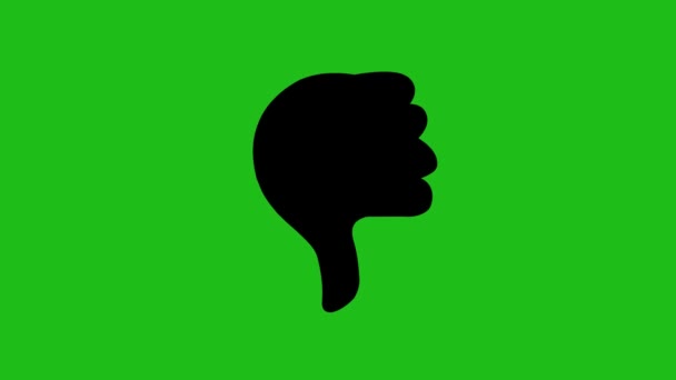 Loop Animation Black Silhouette Hand Icon Thumb Classic Gesture Disapproval — Stock Video