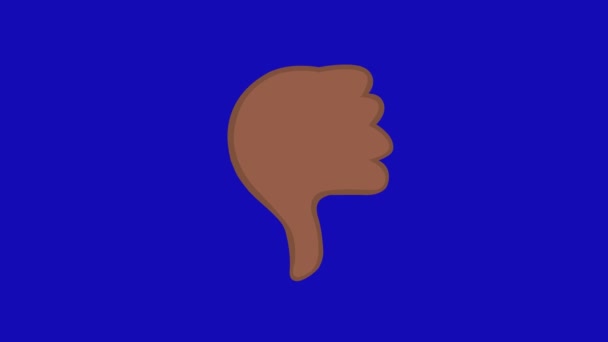 Loop Animation Brown Hand Thumb Classic Gesture Rejection Disapproval Blue — Stock Video