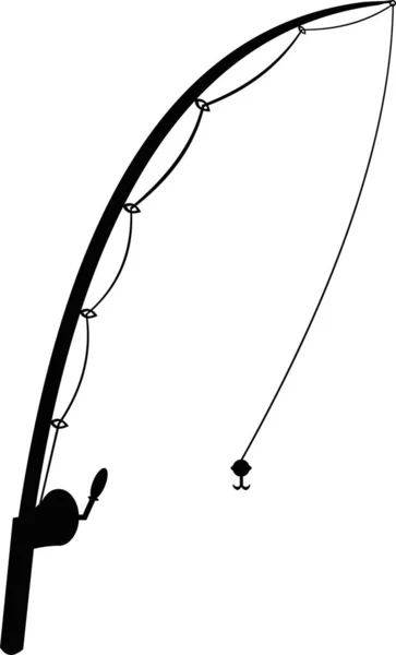 Vector Illustration Icon Black Color Silhouette Fishing Rod — Archivo Imágenes Vectoriales