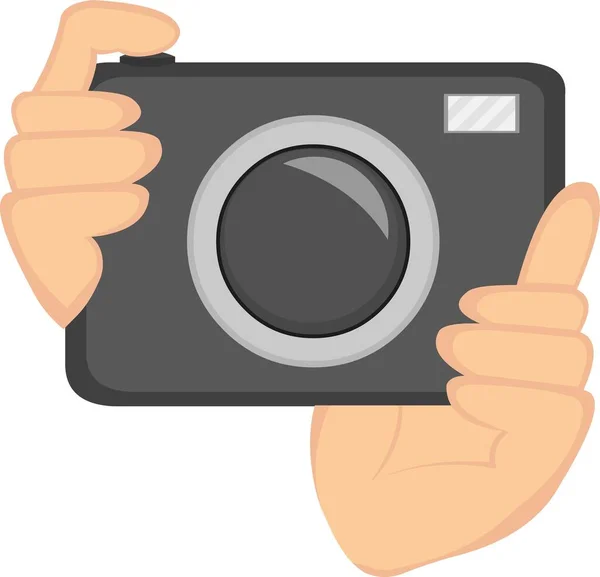 Vector Illustratie Van Handen Met Een Camera Nemen Van Een — Stockvector