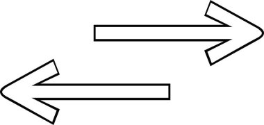 Çift sağ ve sol yönleri gösteren siyah ve beyaz okların vektör çizimi