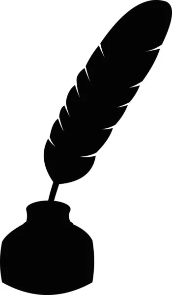 Vector Illustratie Van Het Zwarte Silhouet Van Een Vogelveer Een — Stockvector