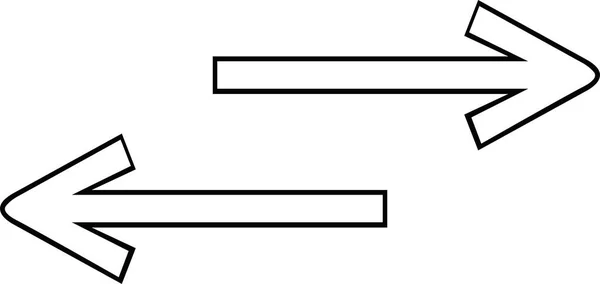 Ilustracja Wektorowa Czarno Białych Strzałek Wskazujących Podwójny Prawy Lewy Kierunek — Wektor stockowy