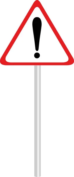 Ilustracja Wektorowa Znaku Ostrzegawczego Wykrzyknikiem Białym Czerwonym Trójkątnym Tle — Wektor stockowy
