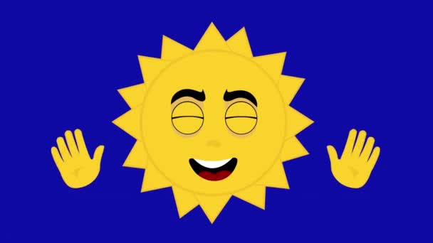 Animação Loop Personagem Sol Dos Desenhos Animados Com Uma Expressão — Vídeo de Stock