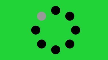 Noktalar ve tampon arayüzle dizayn edilmiş dairesel yükleme simgesi animasyonu. Yeşil tuş renk arkaplanında