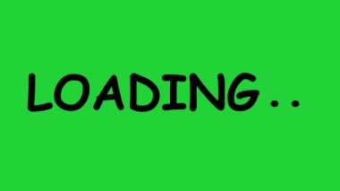 Icon animation of the word loading with dots, classic website, on a green chroma key background