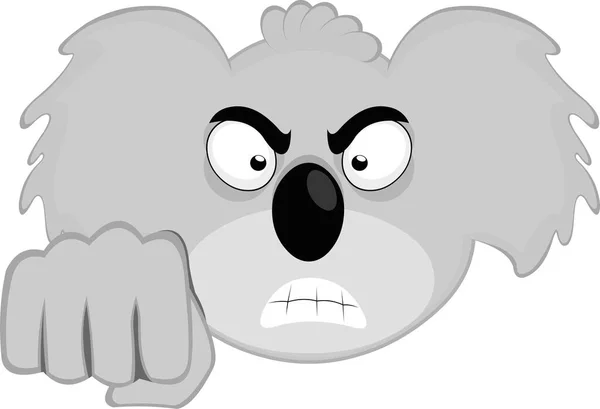 Vector Illustration Face Koala Cartoon Angry Expression Giving Fist Bump — Stock Vector