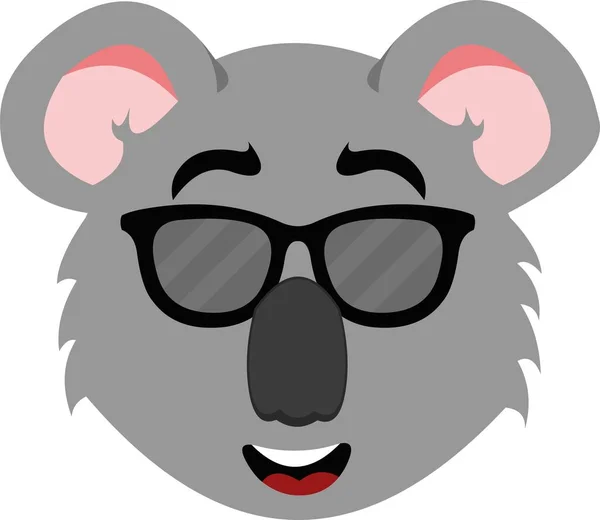 Vektorillustration Des Gesichts Eines Koala Cartoons Mit Sonnenbrille — Stockvektor