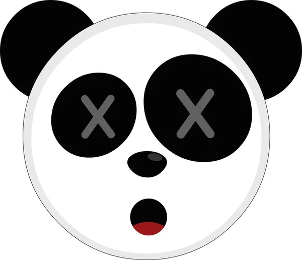 Vector Illustration Face Cartoon Panda Bear Crosses Eyes Concept Dead — Archivo Imágenes Vectoriales