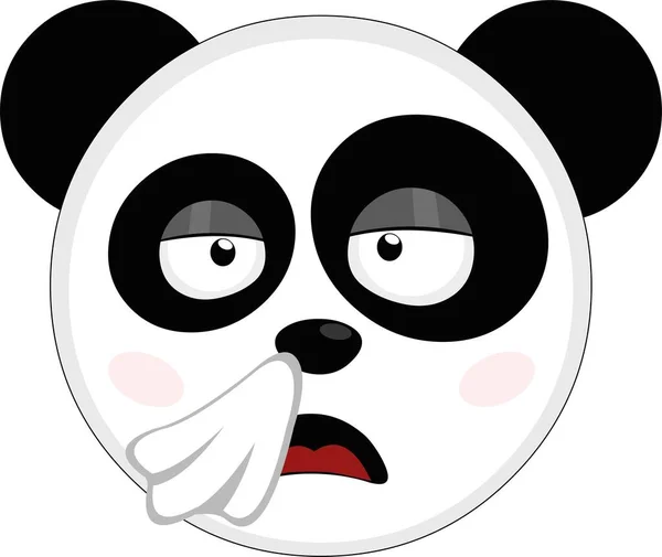 Vector Illustration Face Panda Bear Cartoon Cold Handkerchief Nose — Archivo Imágenes Vectoriales