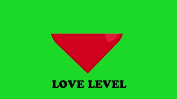 Animacja Pętli Czerwonego Serca Tekstem Poziom Miłości Punktów Ładowania Zielonym — Wideo stockowe