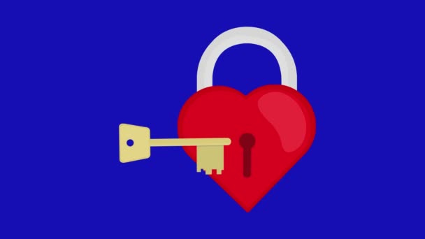 Animation Key Opening Padlock Shape Heart Blue Chroma Key Background —  Stock Video © collsebastian@ #583171768