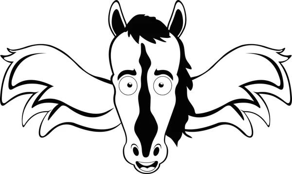 Vector Illustratie Van Een Gevleugeld Paard Pegasus Zwart Wit — Stockvector