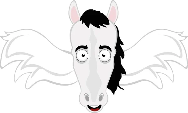 Vector Illustration Face Pegasus Horse Wings — Vector de stock