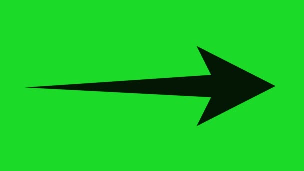 Циклічна Анімація Чорної Стрілки Рухається Вказує Праворуч Фоні Ключа Зеленої — стокове відео