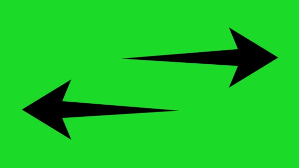 緑のクロマキーの背景に 左右の方向を示す黒い矢印のループアニメーション — ストック動画