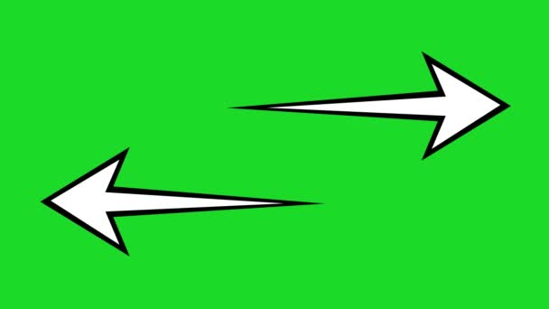 循环动画白色箭头与白色的轮廓 指示左右方向 在绿色的彩色键背景上 — 图库视频影像