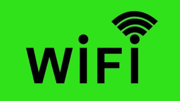 Wifi Text Animation Signal Waves Last Letter Green Chroma Key — ストック動画