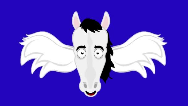 Loop Animation Face Cartoon Pegasus Winged Horse Moving Its Wings — Stock Video