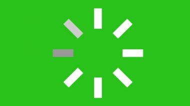 Loop animation of a circular website loading icon, designed with white bars, on a green chroma key background