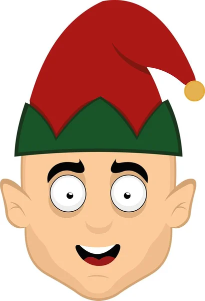 Vector Illustration Face Christmas Elf — Stock Vector