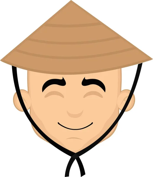 Vector Illustration Cartoon Man Face Cheerful Expression Classic Chinese Culture — Stockvektor