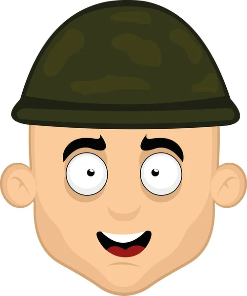 Vector Illustration Face Cartoon Soldier Happy Expression — Stockvektor