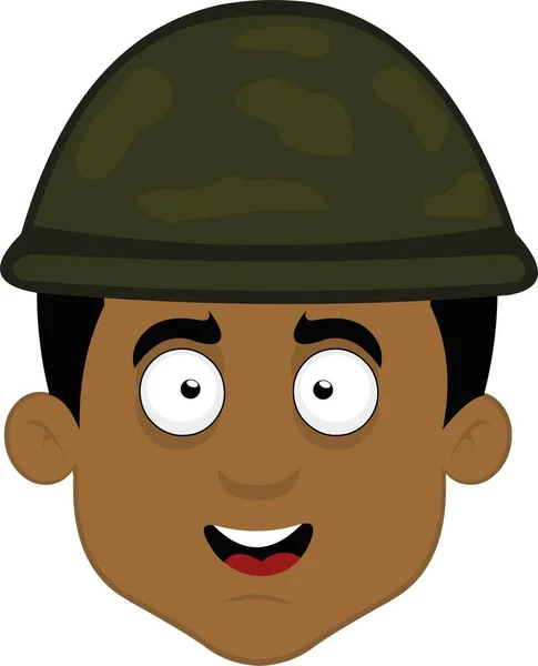 Vector Illustration Face Cartoon Soldier Happy Expression — Vector de stock
