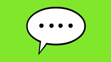 Black and white speech bubble icon animation, on a green chroma key background