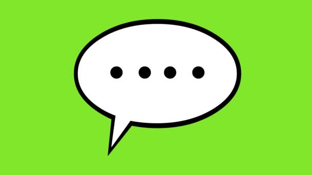 Black White Speech Bubble Icon Animation Green Chroma Key Background — 비디오