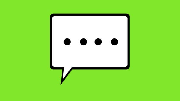 Black White Speech Bubble Icon Animation Green Chroma Key Background — Vídeos de Stock