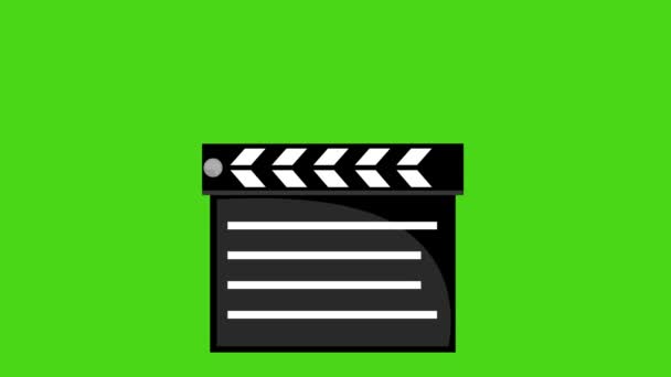 Loop Animation Film Clapboard Green Chroma Key Background — Stock Video