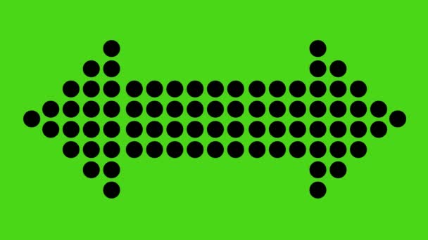 Arrow loop animation designed with black dots pointing left and right, on a green chroma key background